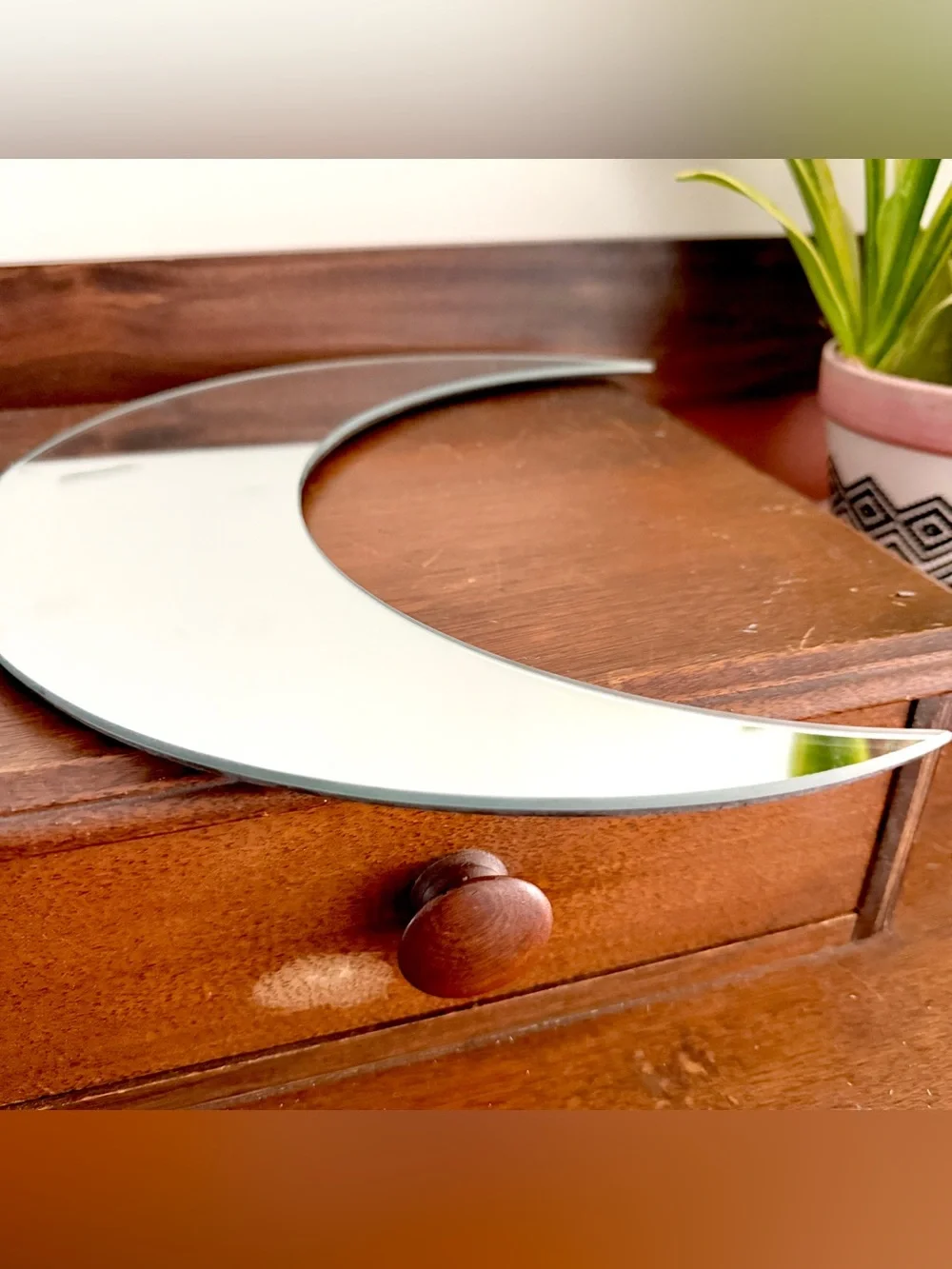Crescent Moon Mirror Celestial Galaxy Witchy Wall Hanging Mirror 14”x4”